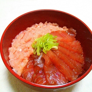 鮪とたたき身のダブル丼♡